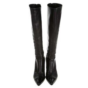 Authentic CHANEL Leather Cap-Toe Boots